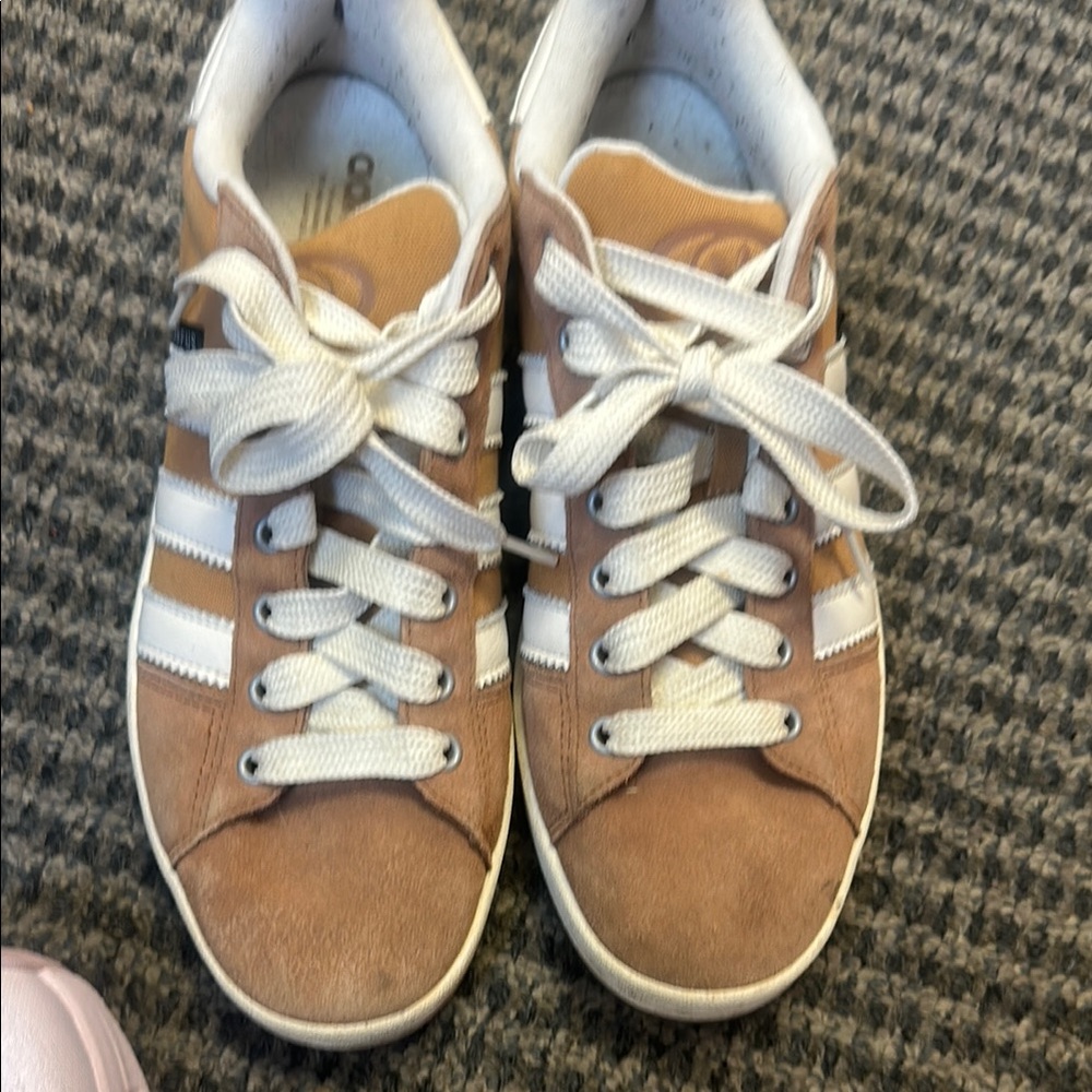Adidas Classic Tan and White Sneakers